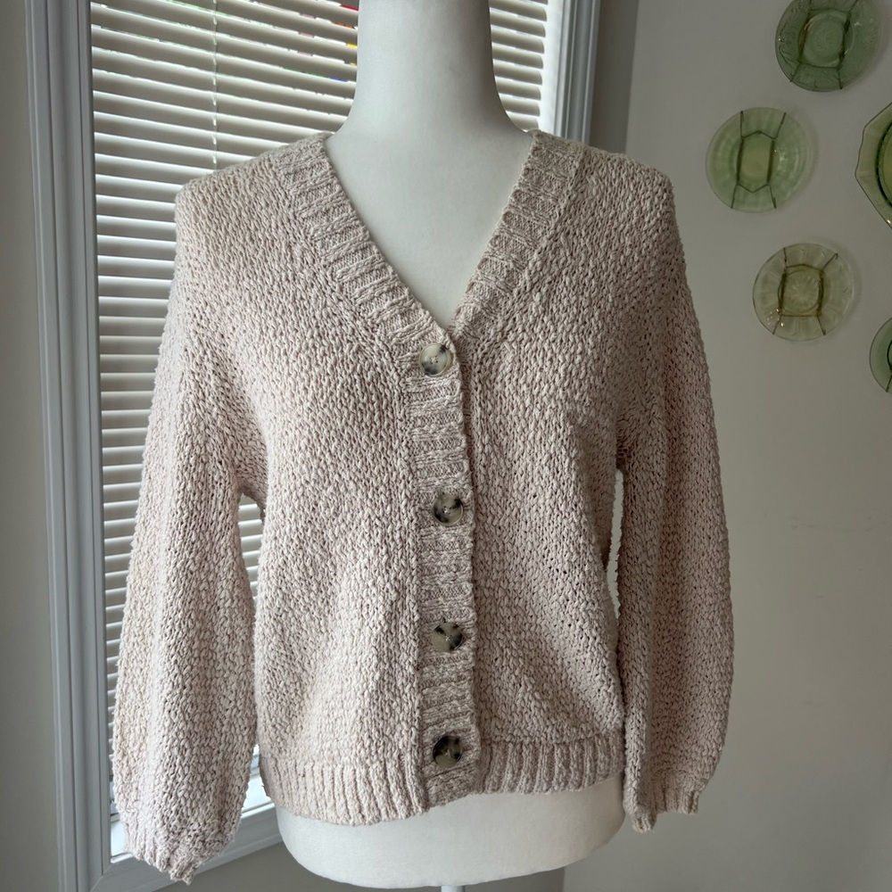 LOFT Cream Chunky Knit Cardigan